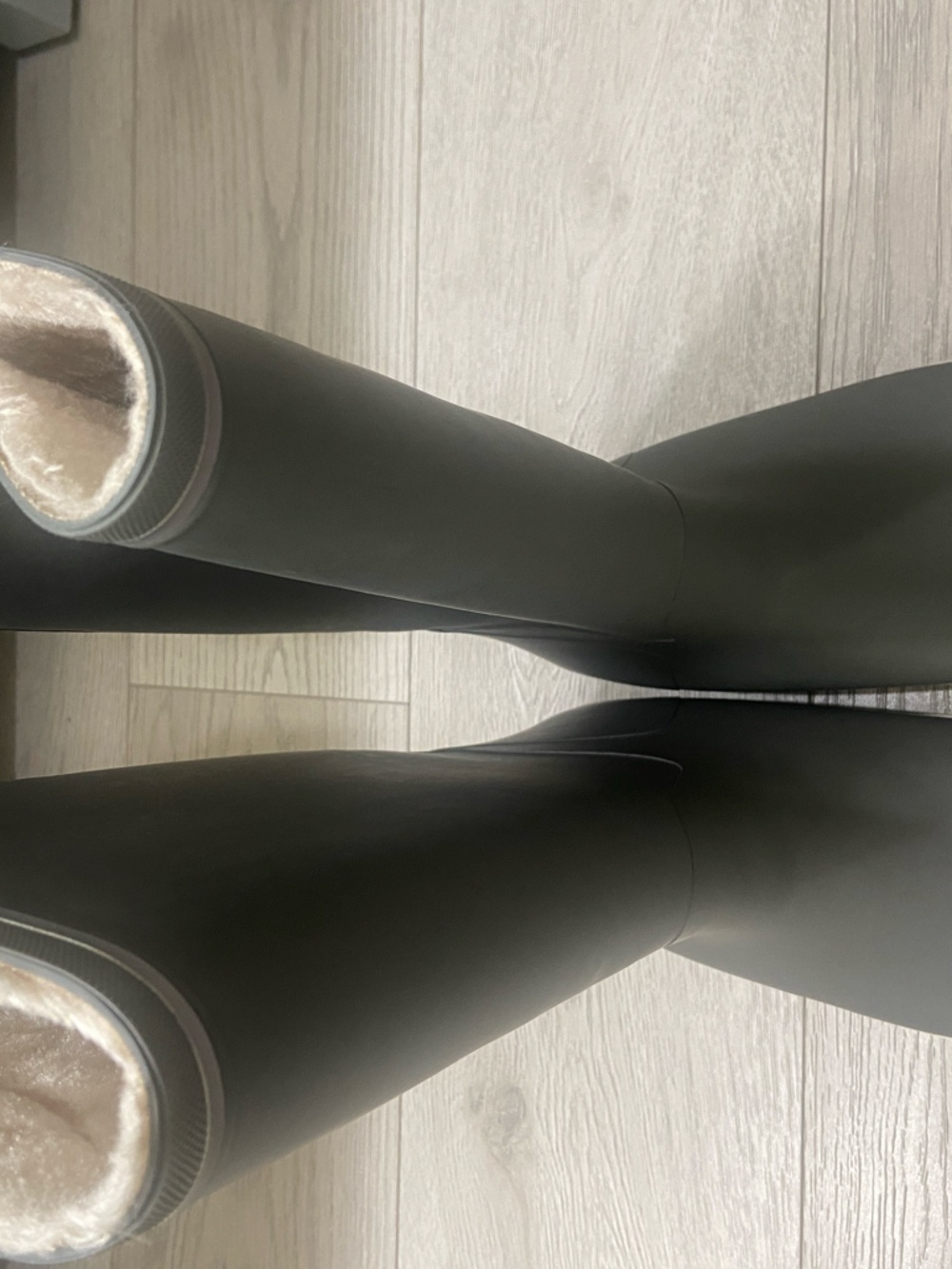 Tretorn Black Rain Boots with Cream Faux-Fur Lining